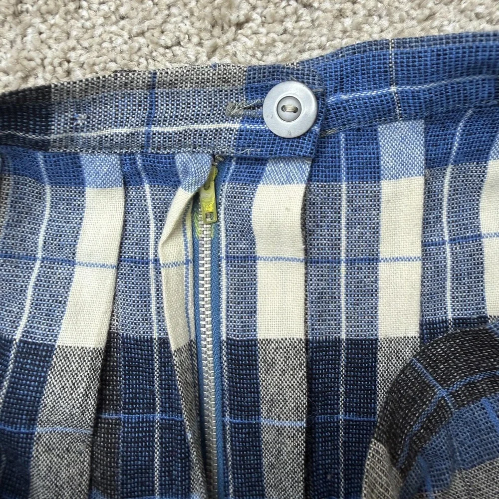 Vintage Blue Plaid Skirt Womens 30